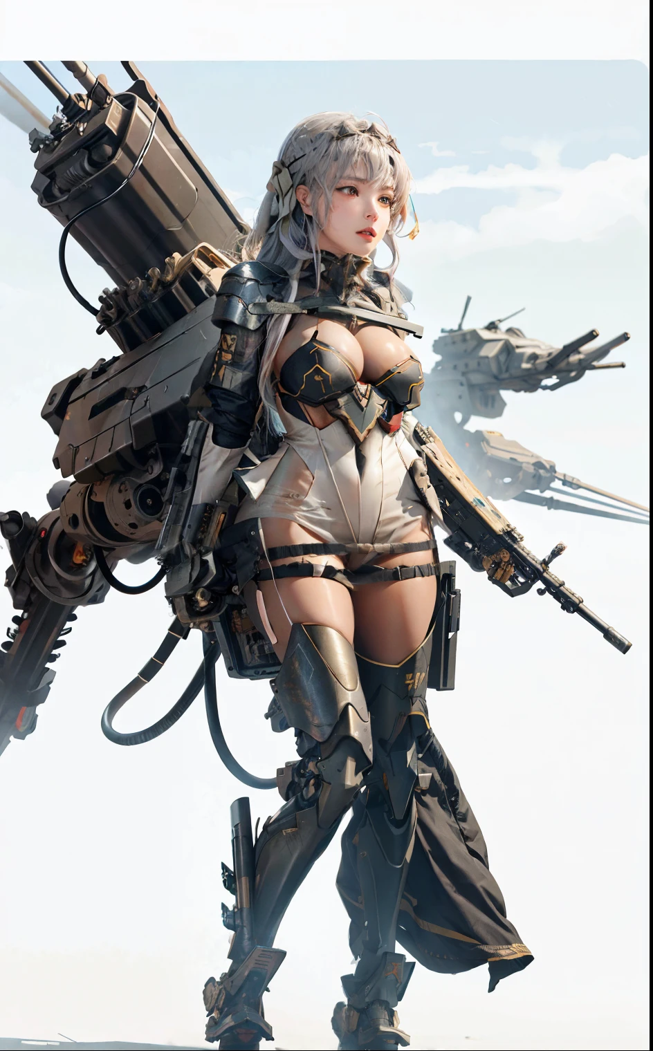 nsfw,Close-up of a woman with a gun and a gun, Mechanized female soldiers, finely detailled. Girl Front, mechanized valkyrie, M4 Sopmod II Girls Frontline, From the maiden front, Armor Maiden, perfect android girl, Mecha network armor girl, cyberpunk anime girls mecha, Female action anime girl, nikke's female mechanical modern character