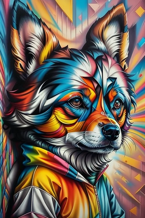 (dog), Eduardo Kobra padding ,wall PORTRAIT geometric multidimensional, art, chibi,
yang08k, beautiful, colorful,
masterpieces, top quality, best quality, official art, beautiful and aesthetic,