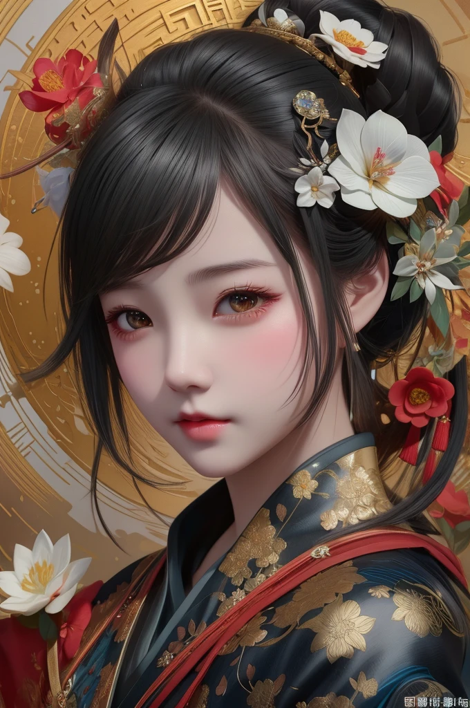 arafed image of a woman with a flower in her hair, artwork in the style of guweiz, beautiful digital artwork, guweiz, chinese girl, asian hyperdetailed, guweiz masterpiece, by Li Song, palace , a girl in hanfu, trending on cgstation, 8k high quality detailed art