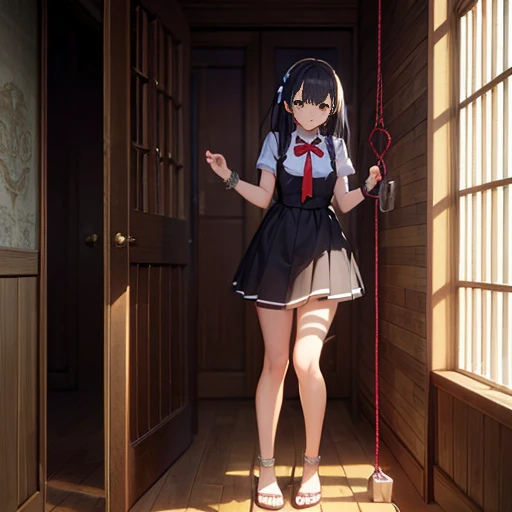 (masterpiece:1.5)),((Finest quality)),(Ultra-high precision),8k picture, Top quality anime, Highest level of resolution,sharpnes, restrained, shackles, rope, bitch, babydoll