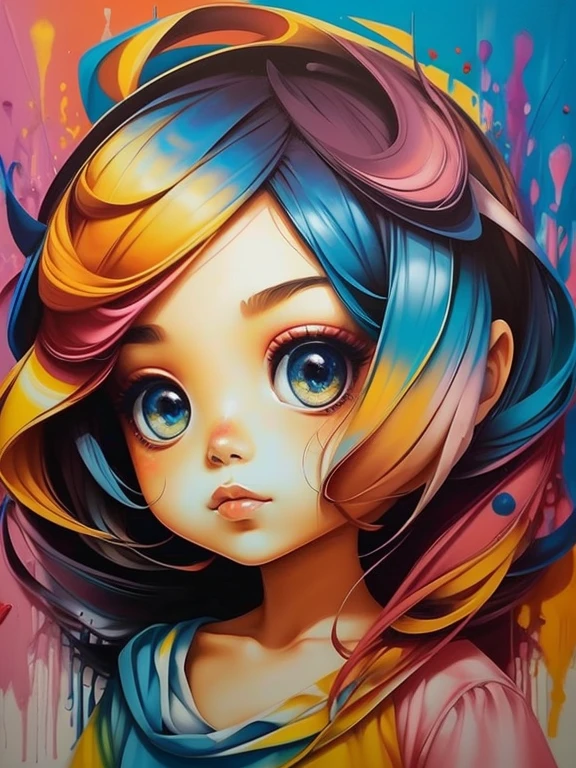 the Colorida abstract of cute girl, (Colorida,altamente detalhado,arte vetorial)