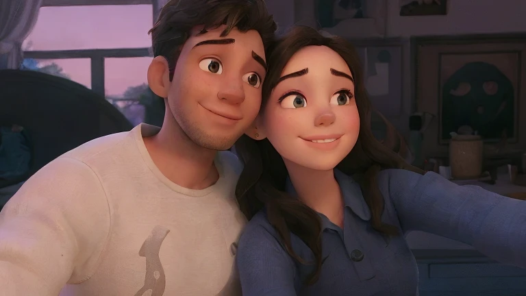 Romantic couple photo like the Disney Pixar movie