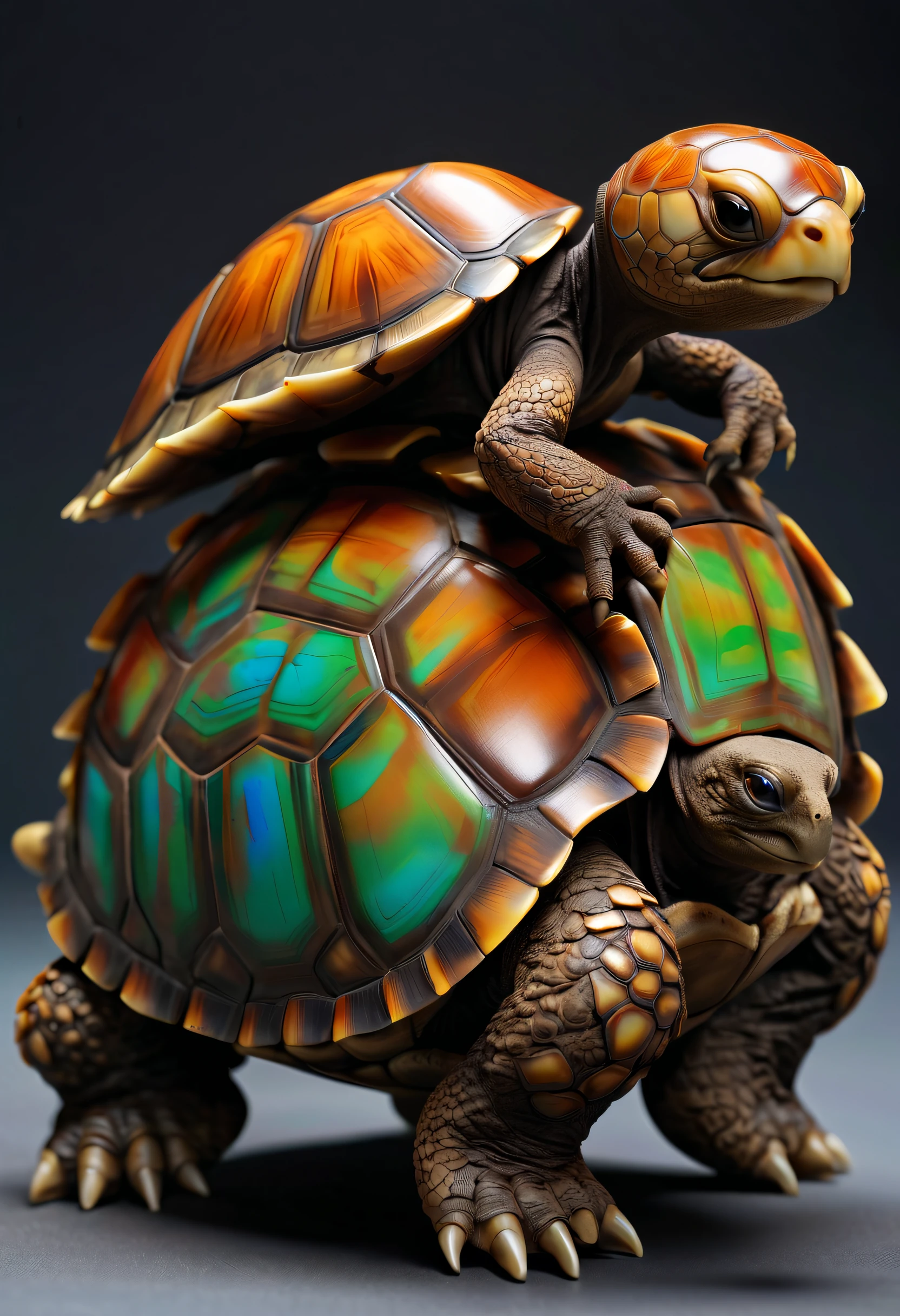 Best quality at best，tmasterpiece，超高分辨率，1（long：1.2），（finely：1.2），Turtlen，Turtle-shell dragon-headed monster，There is tortoise shell on the back，china idol，Ancient divine beasts，（The texture is very real：1.2），（Glowing colorful tortoise shell：1.3），（Real details：1.2），（[the street|Lateral face]：1.1），HighDynamicRange，