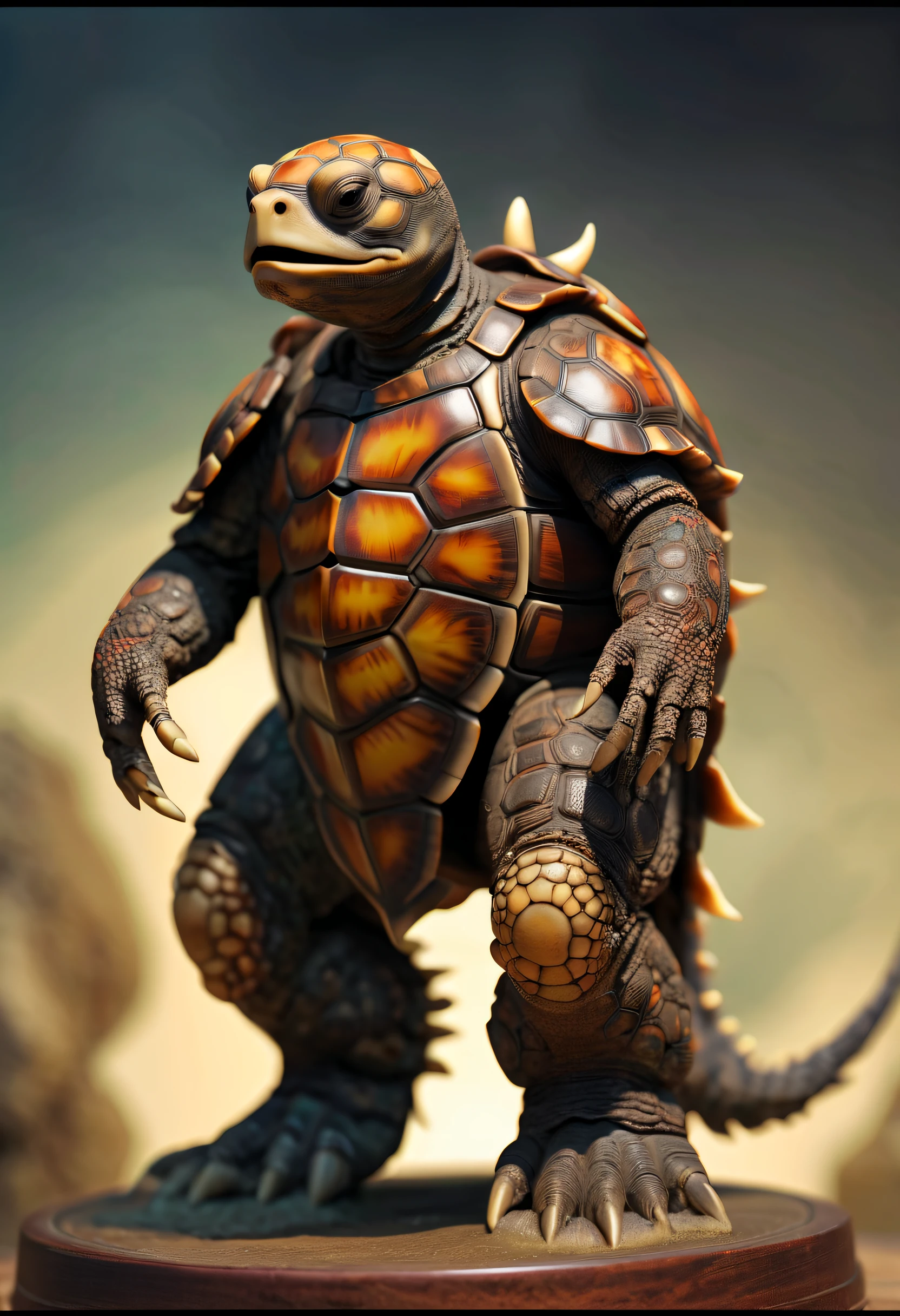 Best quality，tmasterpiece，超高分辨率，1（long：1.2），（finely：1.2），Turtlen，Turtle-shell dragon-headed monster，There is tortoise shell on the back，china idol，Ancient divine beasts，（The texture is very real：1.2），（Glowing colorful tortoise shell：1.3），（Real details：1.2），（[the street|Lateral face]：1.1），HighDynamicRange，