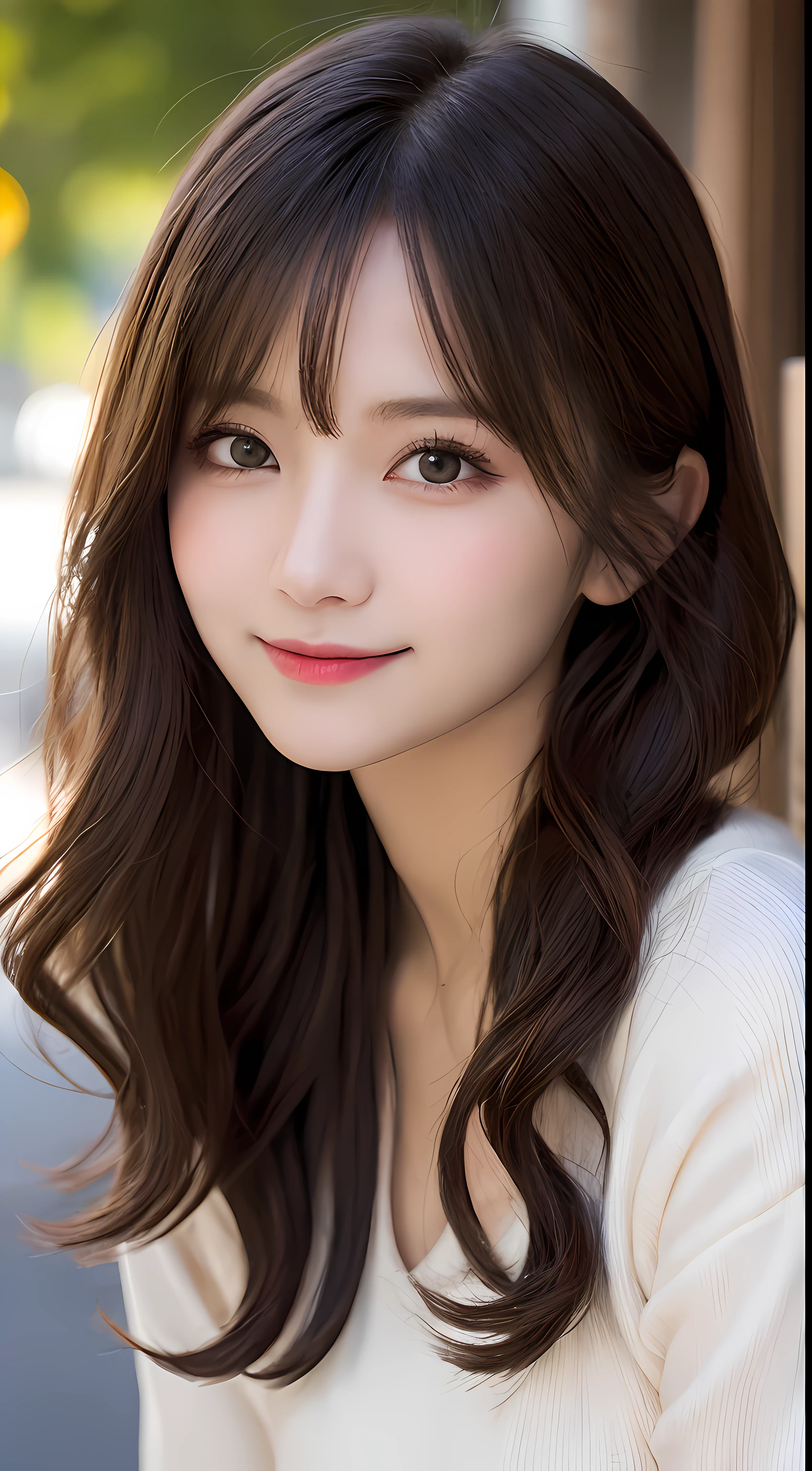 Tabletop, highest quality, shape, Very detailed, finely, High resolution, 8k wallpaper, 完璧なダイナミックな構shape, Beautiful and detailed,ランダムなcute髪,,Natural color lip, Bold sexy pose,smile、20-year-old girl、cute、Looking into the camera,Always blur the background,Perfect and beautiful face,Slim face and figure,Big eyes、Putting on gal makeup,Small face,Shooting from below、smile,Blurred Background,Elegant feminine face、smile、sunset、Change pose randomly、Randomly change the shooting angle and position、cyber punk