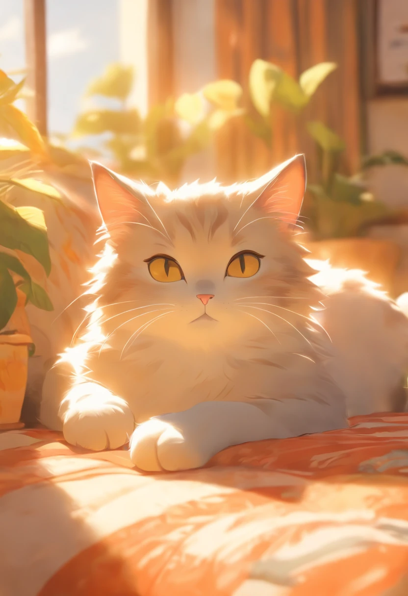 cat, lying on the couch, Sunny day, topquality, higly detailed, UHD