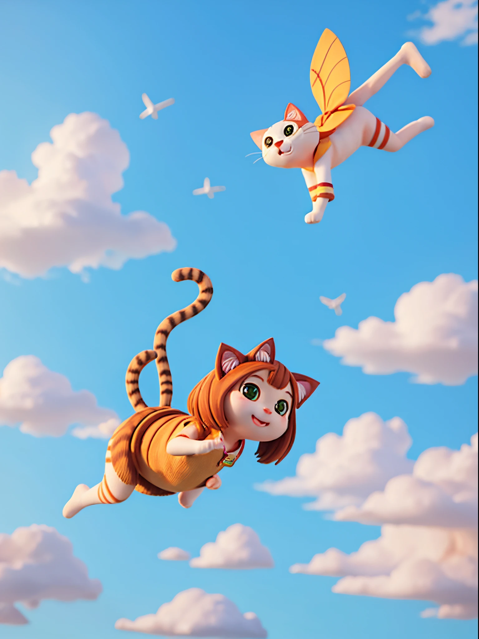 Cat flying in the sky