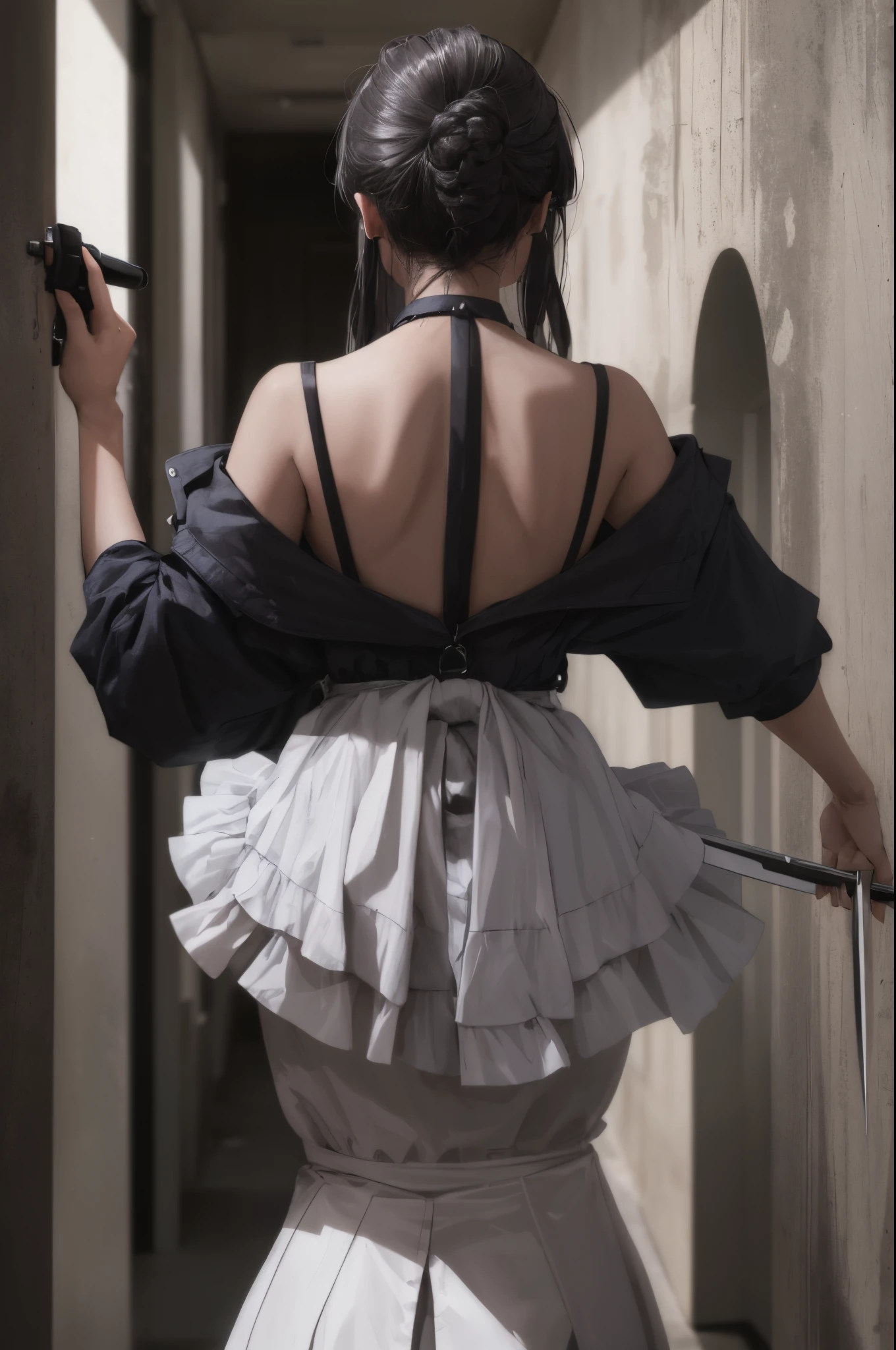 A woman who has been and tied up with rope、Hands tied behind your back、Bondage、Beauty、25talent、Browsing Caution、Proportioned proportionedium build、Well-balanced eyes、well-proportioned feet;、Small bust、Small buttocks、Wearing a short-sleeved shirt、Wearing a long skirt、View your audience、Put your hands behind your back、Arms are thrown around your back、shibari over clothes、 Shapely bound wrists、Bound breasts、Standing in a beautiful room、