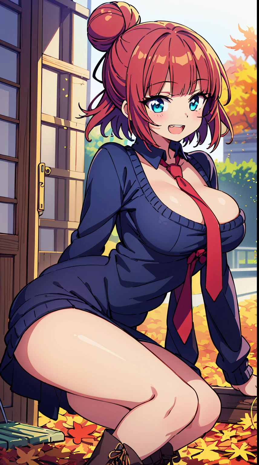 (Absurd realistic structure details),(High resolution complex and detailed text quality),(High-resolution microstructure、High poly 3 boobs boobs boobs boobs boobs D rendering correction),Methods of geometry,Careful explanatory anatomy,
BREAK,
1 beautiful girl, ( girl), 1 beautiful girl, (Cute:1.5), (Chibi: 0.8), (kawaii: 1.5), (Lori: 0.5), (17 years oldK(Red hair, short-hair,2 hair buns,Blunt bangs:1.4),(:D,grin:1.3),{Heterochromia,pale blue eyes,pale green eyes, Eye Highlights,The first hyperfine stars:1.5},star eye silhouette,(long eyelashes, Double eyelids:1.2),(de pele branca),BREAK,Clear skin,Beautiful skin, ,(best quality face),(Top quality glowing eyes),(The best smile,:D:1.45),
BREAK (Transparency Theme:1.4), (Vivid colors:1.3) ((knitted sweater:1.2)), shirt pull spot lighting, BREAK,
(military boots with lace up:1.1),
BREAK (Red Theme:1.2), (Red tie:1.4), (red lines on dress:1.2),
BREAK,(Sunset), (There is a picture of a road made of electric wires and poles........., anime countryside landscape, Anime Background Art, Anime landscapes, very detailed illustration.", anime style cityscape, style of makoto shinkai, anime backgrounds, Anime landscapes, in the style of makoto shinkai, painted in anime painter studio:1.3),Waterfall,depth of fields,a closed mouth,(Osaka in Autumn:1.55), blush, bottles, (Look back:0.6), (Sexy Pose:1.2), (tilt head:1.1),
BREAK, (Dynamic Angle,from the front side:1.2), wakame,wakame,wakame,
BREAK,(Blurry background:1.3),(absurderes, hight resolution, Super Detail Art),cel shading,Clear Color, Lonely optical effect, Beautiful pictures, Bright glow, mystic atmosphere,(Close-up of girl:1.1), (Bright glow, Light particle effect, light leaks, Aerial effects:1.1), clean line drawings,Clear Color, Beautiful pictures,