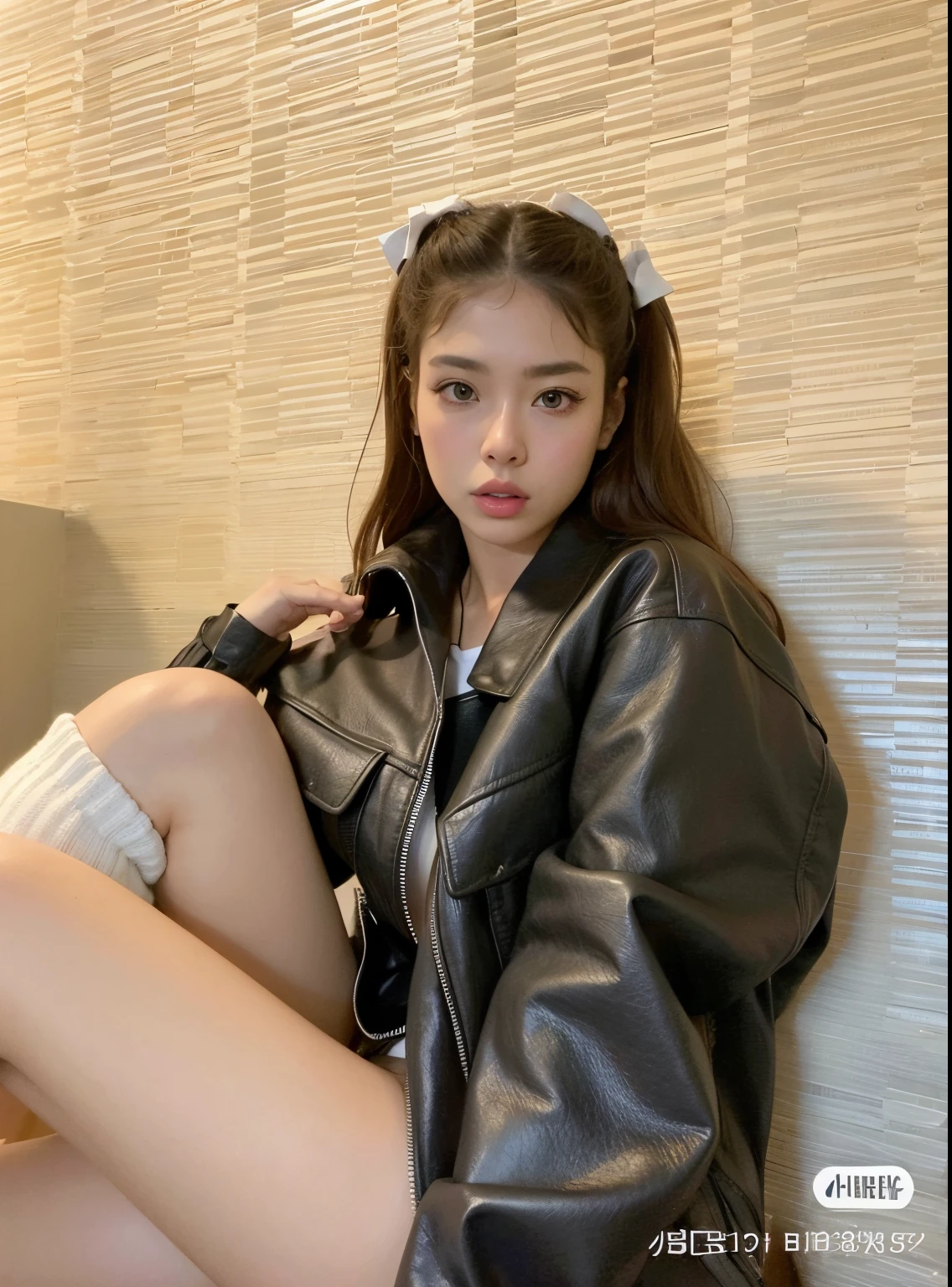 Mujer arafed con una chaqueta de cuero negra y calcetines blancos., Ella usa chaqueta de cuero, cuero, vestido con chaqueta corta de cuero, Ropa de cuero, ulzzang, vestido con chaqueta de cuero, Jinyoung Shin, very aesthetic leather jacket, Ropa de cuero, Ropa delgada de cuero negro, Foto de Slim Girl Model, chaqueta de cuero, buena joven, Chica coreana, con chaqueta de cuero