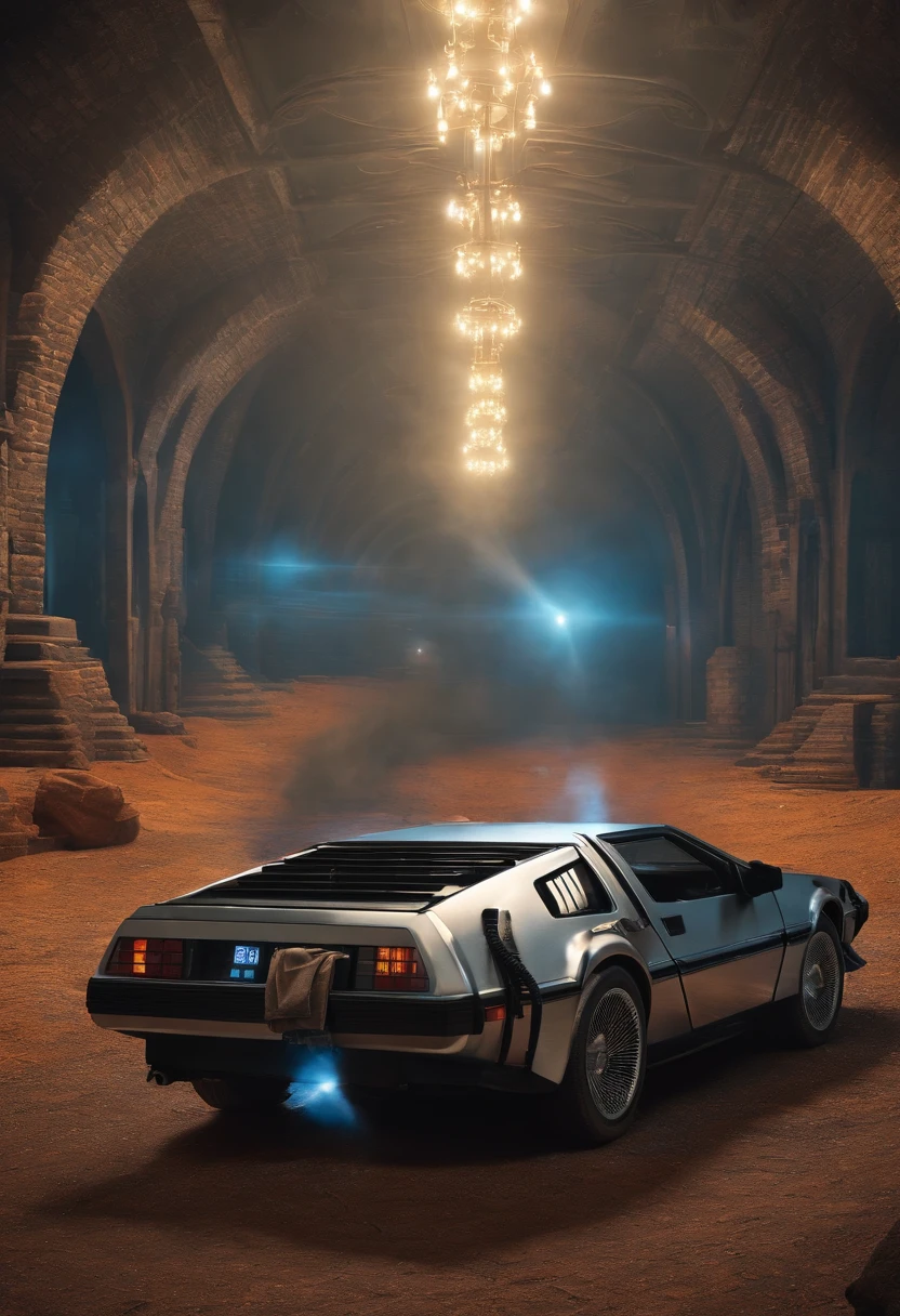 A photo of the interior of a vintage DeLorean car.,Ready Player One,Appearance-wise, Halliday is often described as having a gangly frame, with messy hair, and typically dressed in a vintage style that echoes his obsession with the past. In his digital avatar form, known as Anorak, he appears as a powerful wizard, embodying the idealized version of himself within the virtual universe he created.
