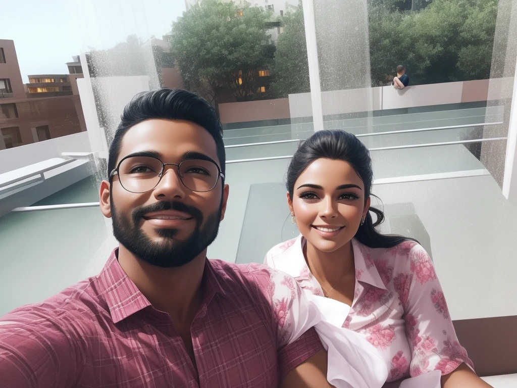 beautiful woman and handsome man, standing on a balcony at night, hugging, looking at the moon and stars in the sky, romantic summer night, close up