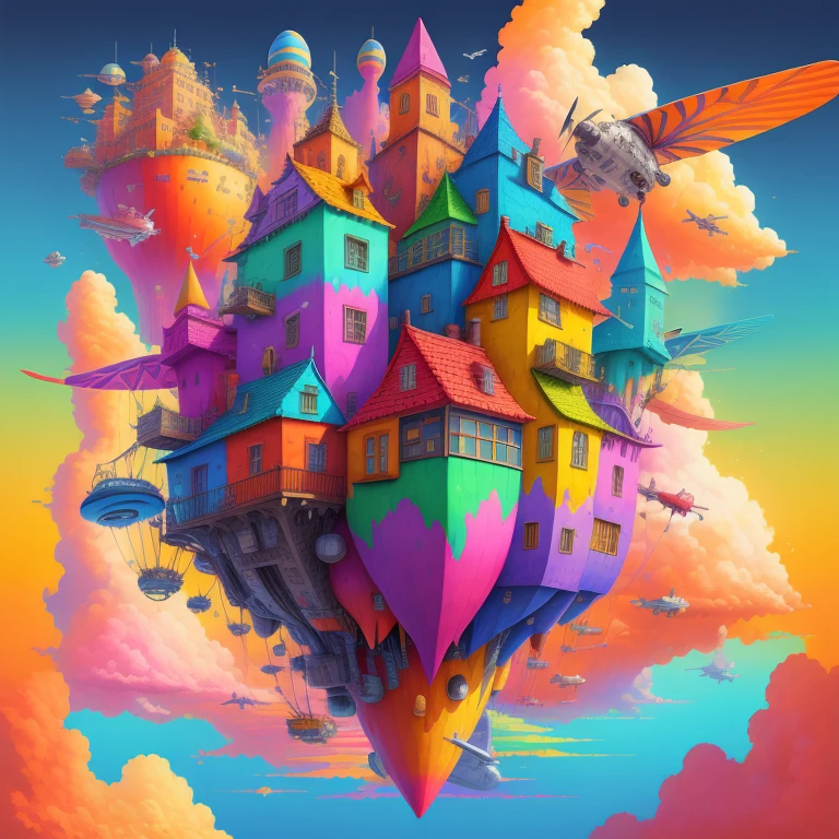 StackedCityAI aircraft , colorful