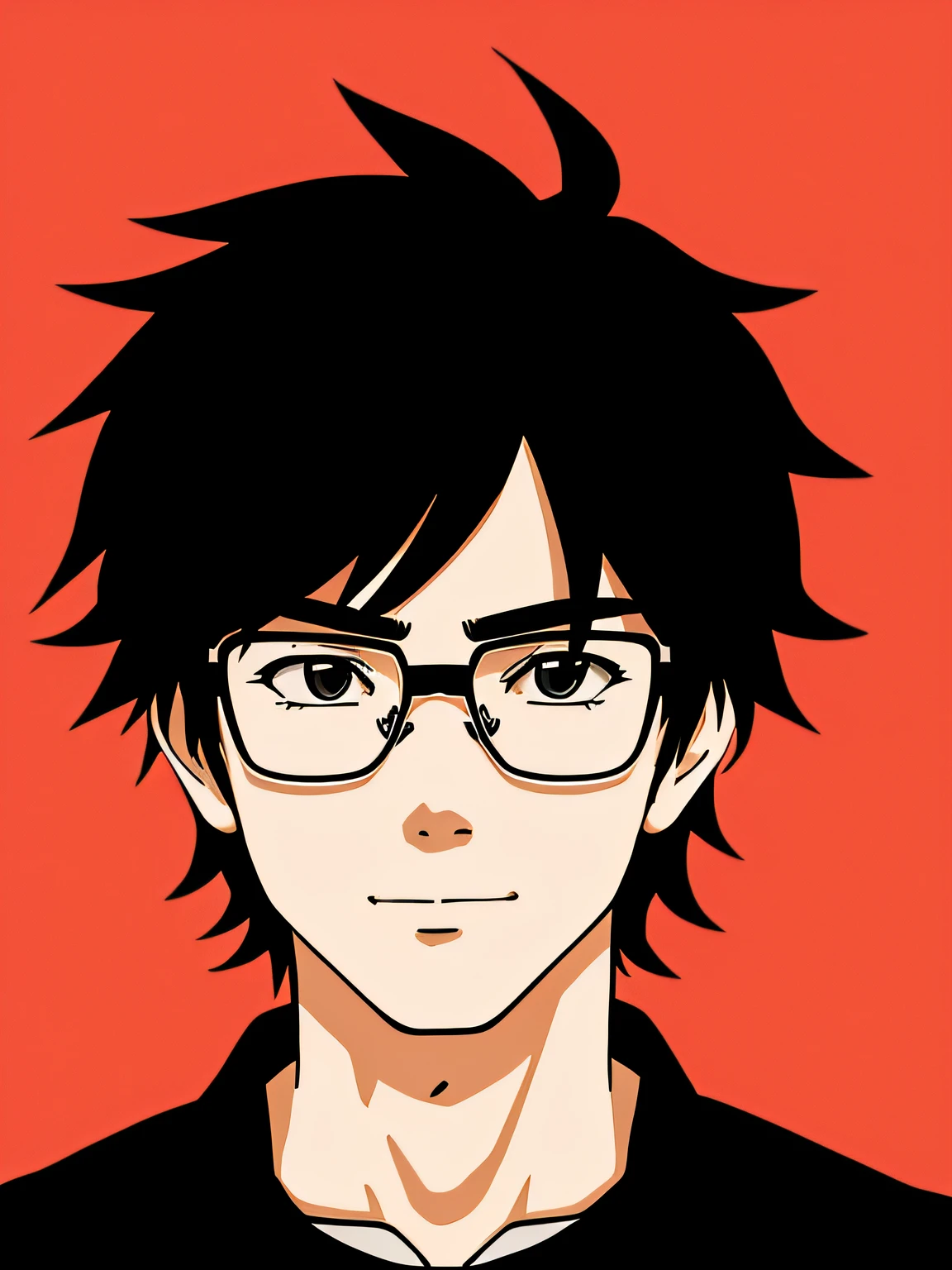 fa lat vector art,there is a anime style man with glasses and a black shirt in a room, looking straight into camera, looking straight to camera, front facing the camera, looking straight into the camera, frontal picture, looking straight to the camera, looking directly at the viewer, 8k selfie photograph, selfie of a man, head and shoulders in frame, looking directly at the camera,Studio Ghibli