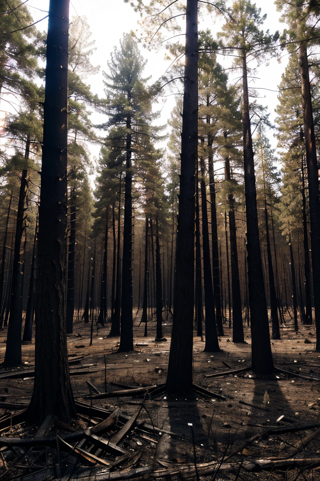 forest with burned and skeletal trees