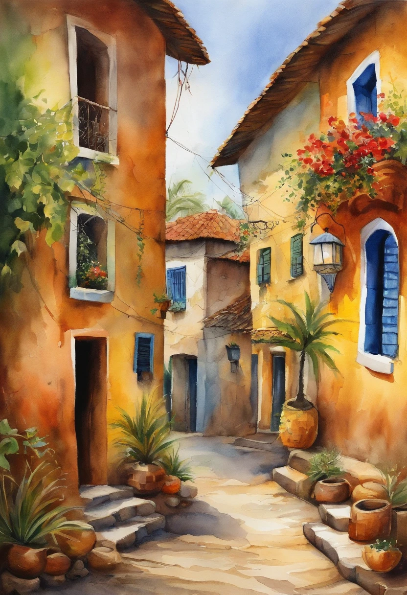 Bright colors, Best Quality, masutepiece, 超High Resolution, (Realistic photos:1.4), surrealism, It's like a dream,melting,street in rural Brazil, Casas Coloniais