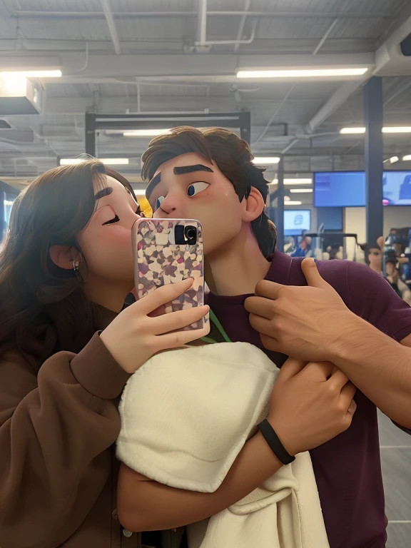 there is a man and woman taking a selfie in the gym, in love selfie, kissing together cutely, low quality photo, long distance photo, very very low quality picture, profile picture, 😭🤮 💔, iphone selfie, girlfriend and boyfriend , 😭 🤮 💕 🎀, they are in love, 😭 🤧 💔, very accurate photo, 8k selfie photograph