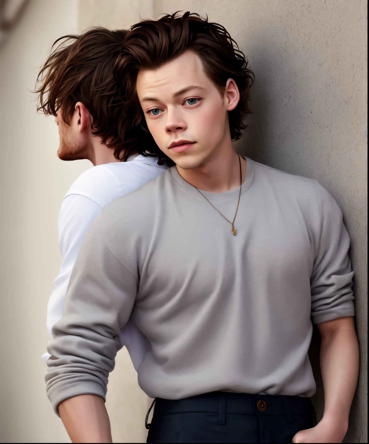 Harry Edward Styles embracing Louis William Tomlinson realistic style