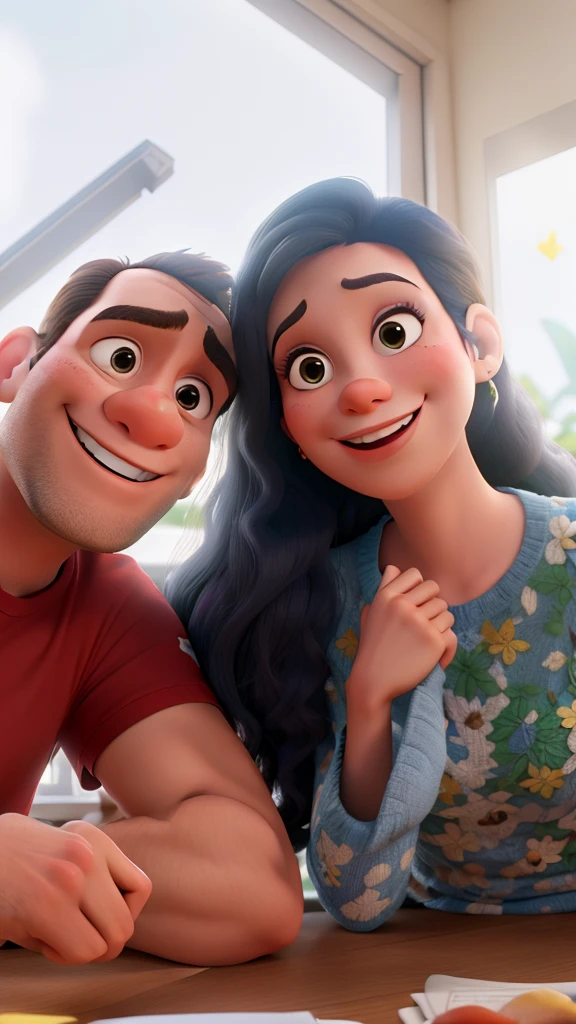 Casal estilo Disney Pixar, alta qualidade, melhor qualidade.