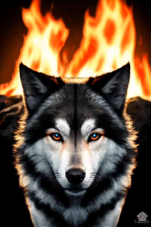 Lobo com olhos de fogo