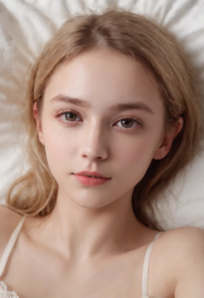 (masterpiece, best quality:1.1), (a selfie of a 1 young teen girl, taken with iphone camera), (nphot, night, dark room, camera flash:1.2), pale skin, skinny, short brown fair, messy hair, no bra, 
 , lies on the bed, head on the pillow, (top view, top angle:1.2), (detailed skin, detailed skin texture:1.4), POV, looking at the viewer, 、blonde, teen, having sex, big , masterpiece, high details, best quality, ((best quality)), ((masterpiece)), (detailed), perfect face girl 12 year old small boobs laying in bed looking up sucking , ((best quality)), ((masterpiece)), (detailed), perfect face girl