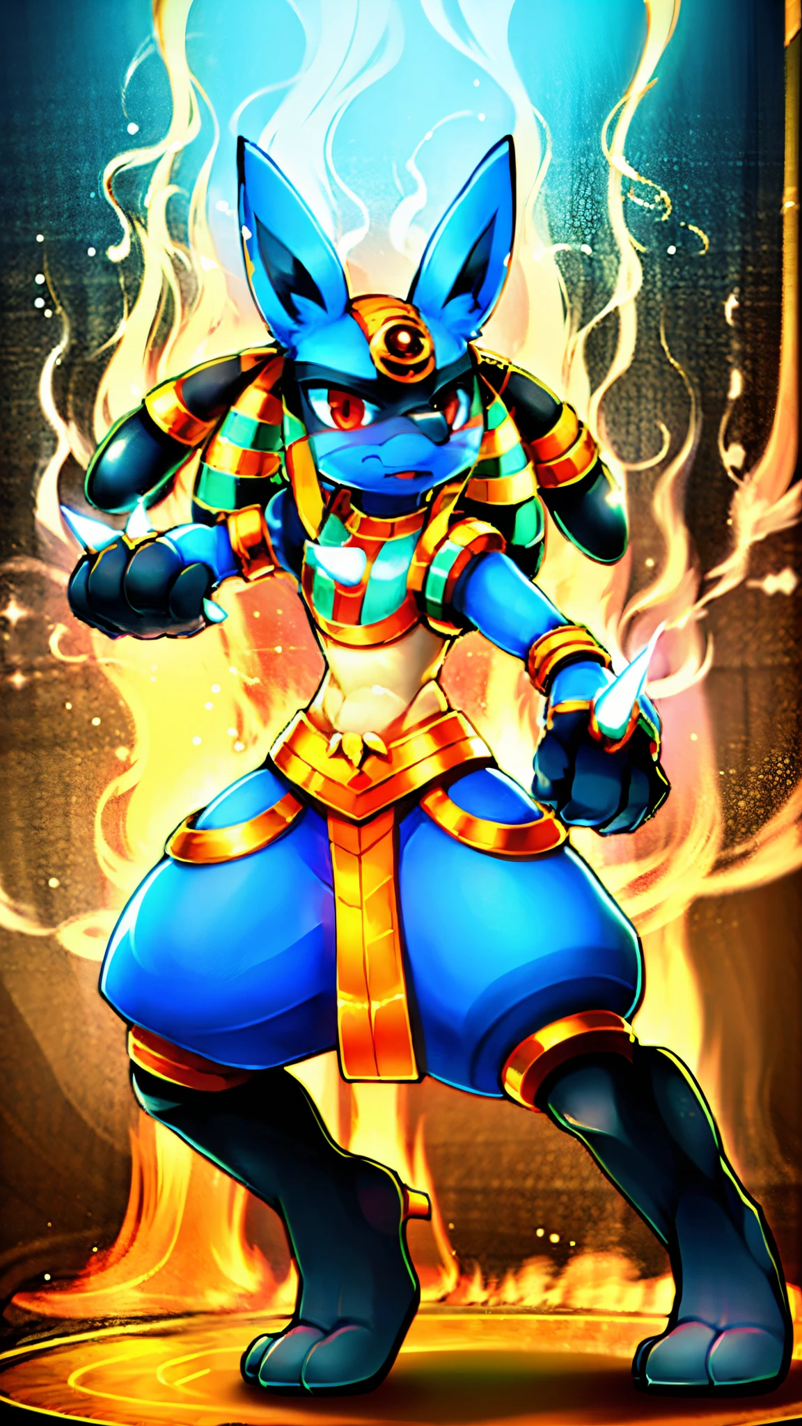 Lucario in Egyptian costume, high quality, anime illustration