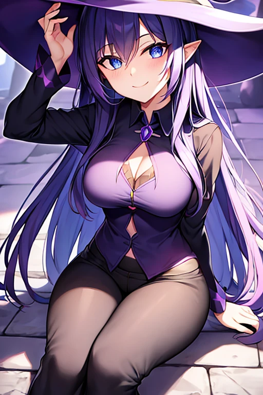 ((witch woman, ((buxa cloak)),((gigantic breasts, naked breasts, naked pussy, erect breasts, grabbing breasts)),((purple hair)),((pink eyes, with round glasses, face of shame)),((standing, in a haunted forest, at night)),((1 arm behind the back)),