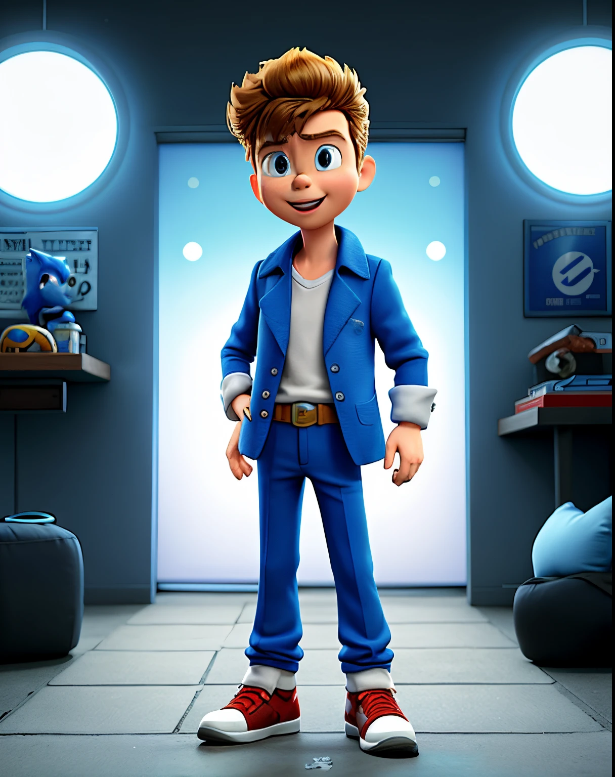rick astley dressed as sonic, moive poster "sonic'n roll"