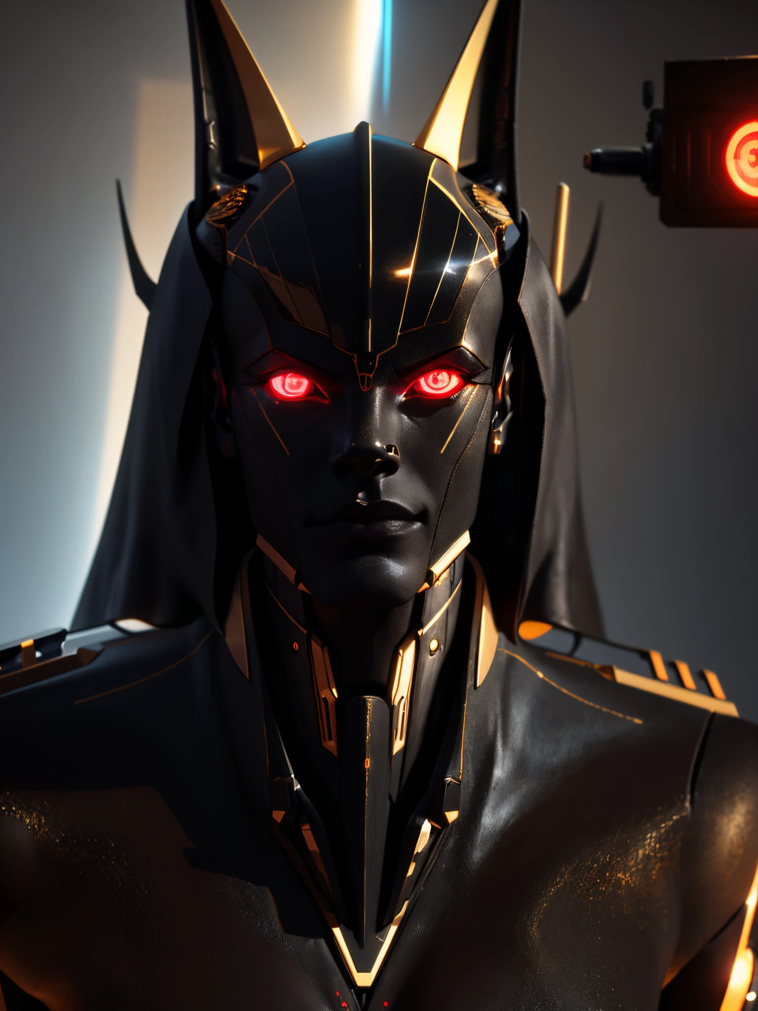 4k 8k , master-piece , Anubis als cyborg in einer Futuristischen welt , dynamisches licht