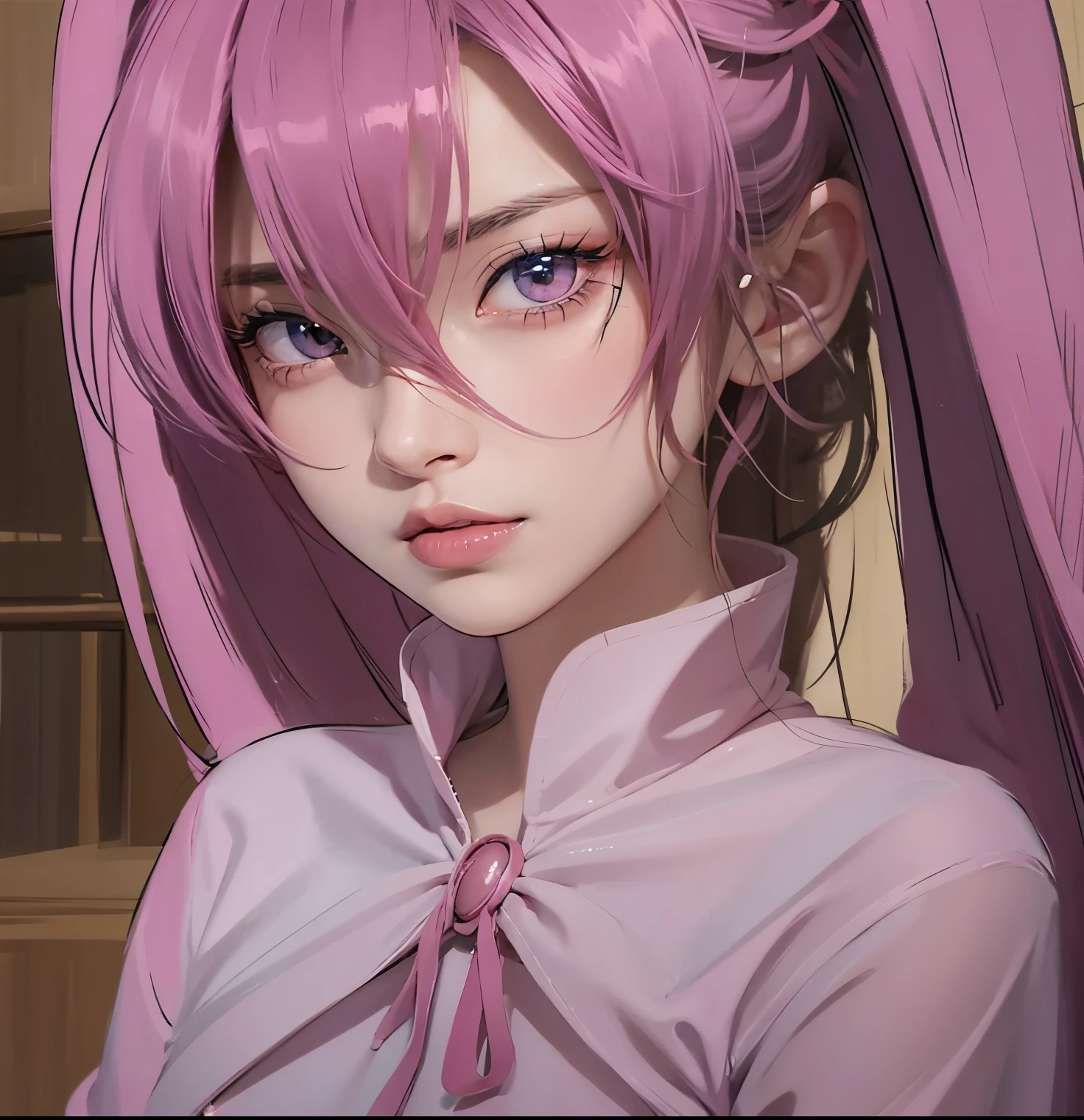 1girl, realistic, mine akame ga kill, pink eyeball, best quality, high resolution, highly detailed, big brestes