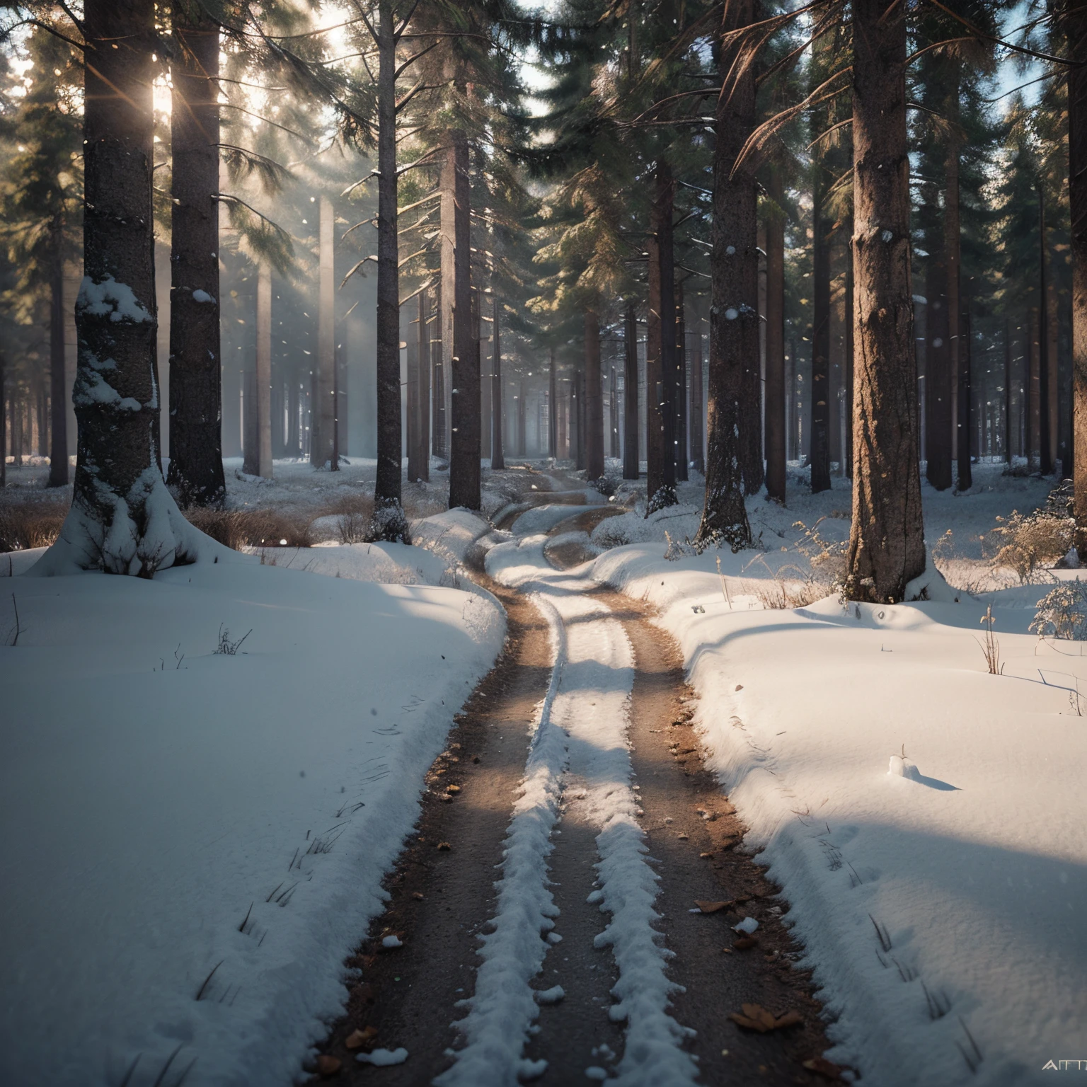 professional photographic view picture of a forest and snow,photographic filter unreal engine 5 realistic hyperdetailed 8k ultradetail cinematic concept art volumetric lighting, fantasy artwork, very beautiful scenery, very realistic painting effect, hd, hdr, cinematic 4k wallpaper, 8k, ultra detailed, high resolution, artstation trending on artstation in the style of Albert Dros glowing