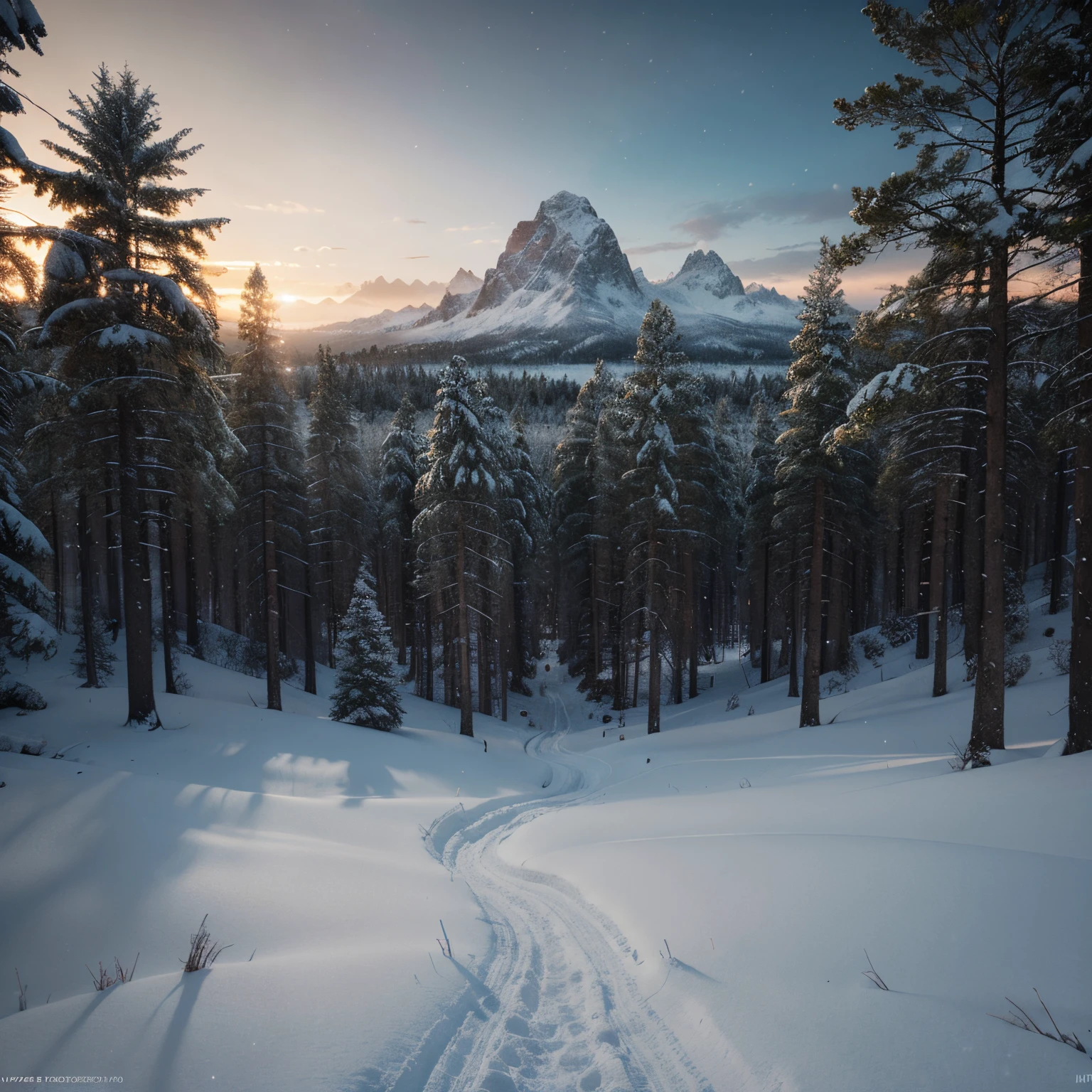 professional photographic view picture of a forest and snow,photographic filter unreal engine 5 realistic hyperdetailed 8k ultradetail cinematic concept art volumetric lighting, fantasy artwork, very beautiful scenery, very realistic painting effect, hd, hdr, cinematic 4k wallpaper, 8k, ultra detailed, high resolution, artstation trending on artstation in the style of Albert Dros glowing