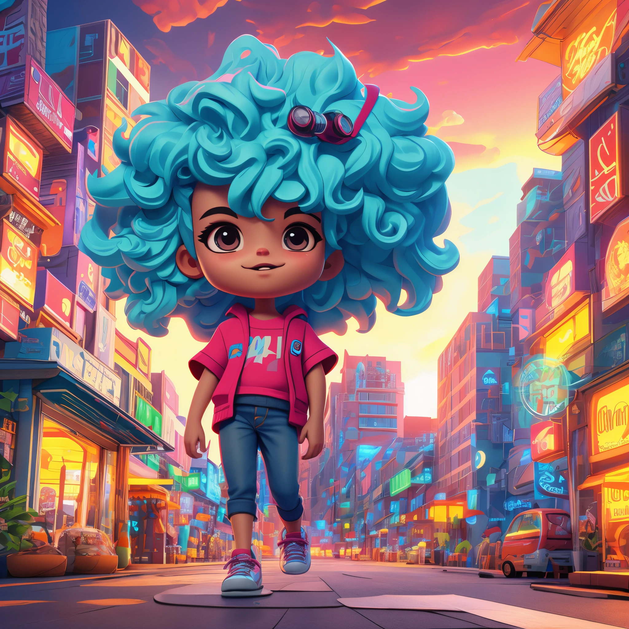 /imagine prompt:Uma adolescente negra estilo chibi, olhos castanhos escuros expressivos levemente puxados, cabelos cacheados volumosos,wearing jeans, camiseta com estampa de gato,Modern sneakers, fone de ouvido , bolsa moderna, andando na rua, assustador, Cloudcore, Gadgetpunk, Fotografia de filme, Cinema4D rendering, Faded, Colagem, cores contrastadas, surrealismo, soft-lighting, ultra realista, fotorrealista, octane rendering, motor irreal, hiper detalhado, volumeric lighting, hdr, octane render, fantasy 4k 8K --ar 1:1