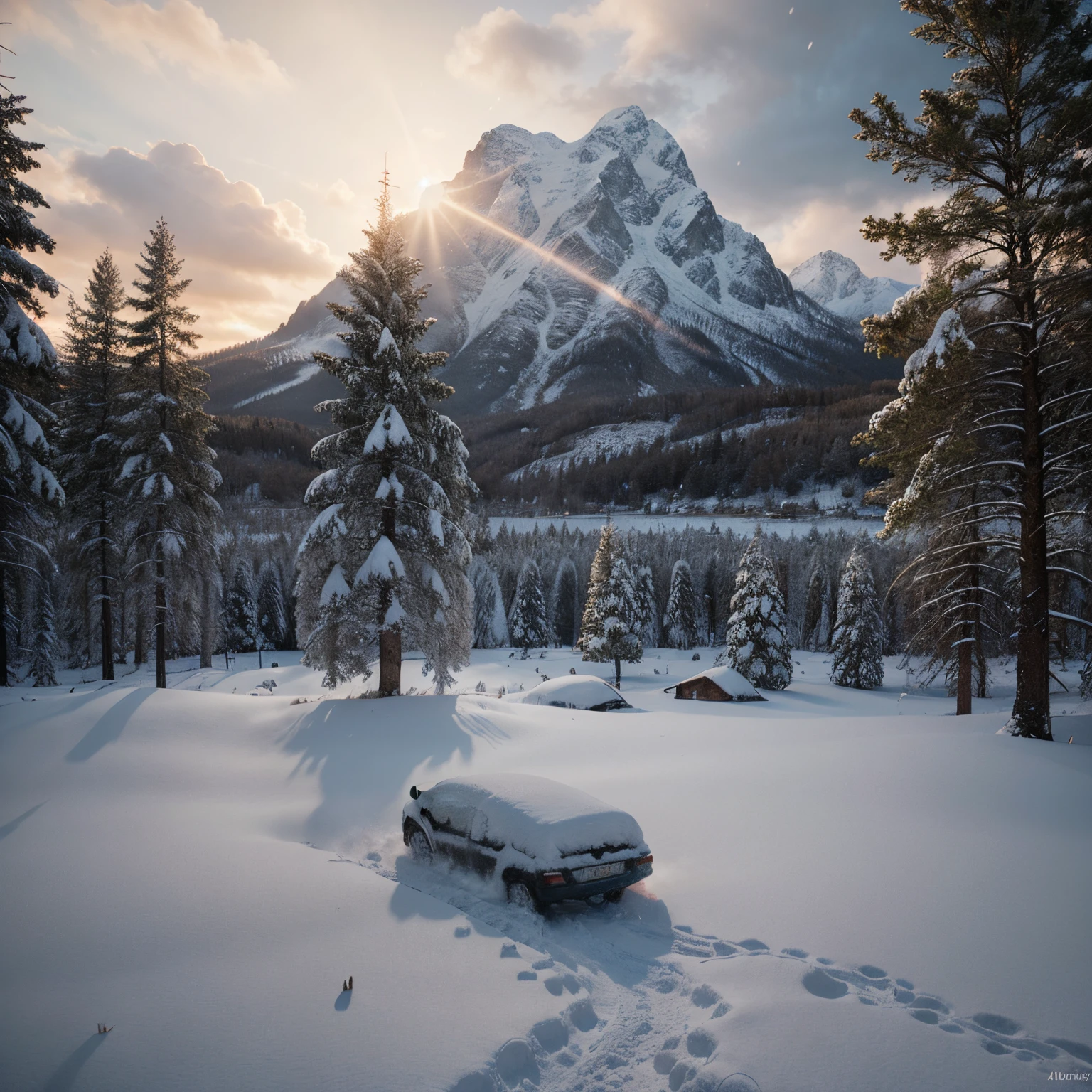 professional photographic view picture of a forest and snow,photographic filter unreal engine 5 realistic hyperdetailed 8k ultradetail cinematic concept art volumetric lighting, fantasy artwork, very beautiful scenery, very realistic painting effect, hd, hdr, cinematic 4k wallpaper, 8k, ultra detailed, high resolution, artstation trending on artstation in the style of Albert Dros glowing