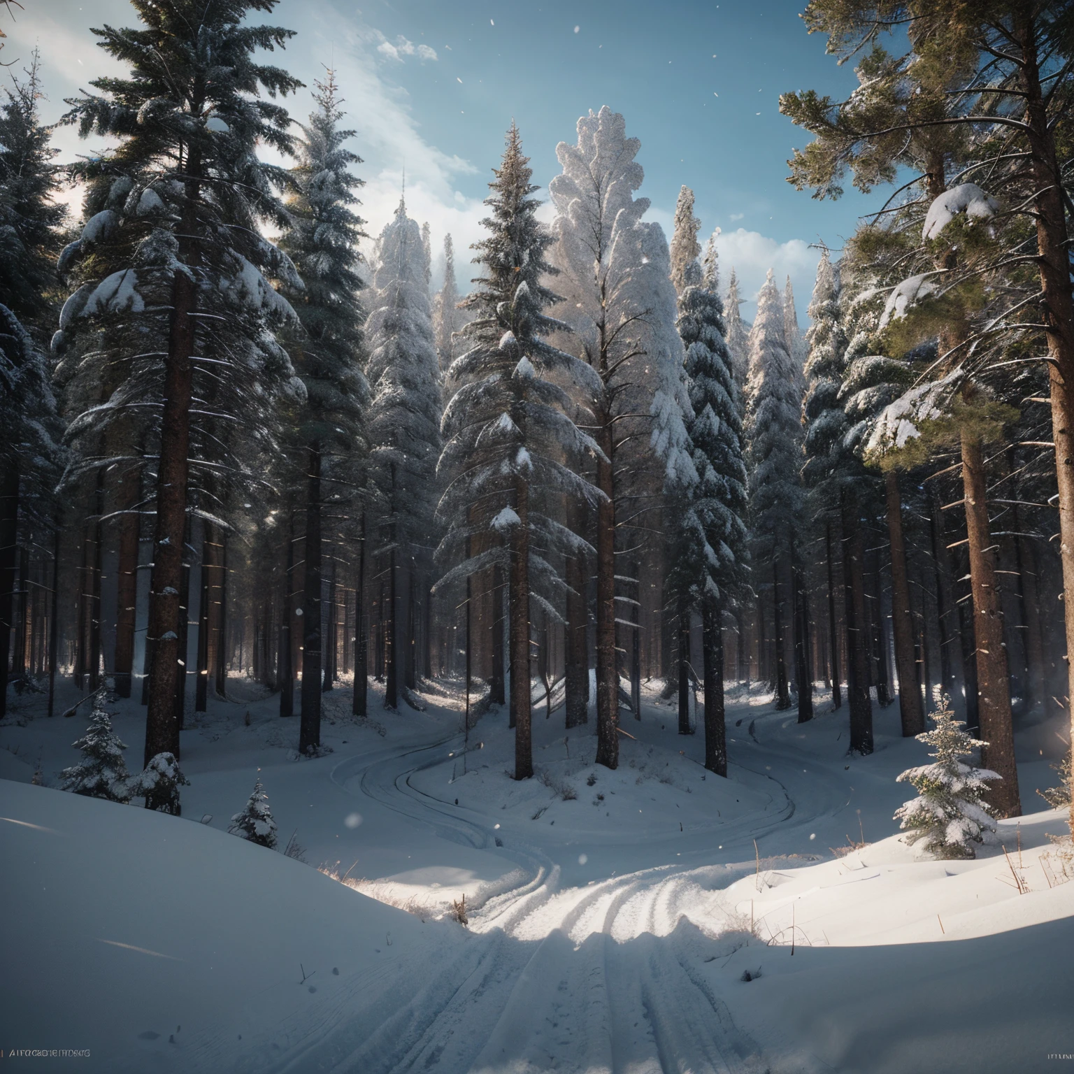 professional photographic view picture of a forest and snow,photographic filter unreal engine 5 realistic hyperdetailed 8k ultradetail cinematic concept art volumetric lighting, fantasy artwork, very beautiful scenery, very realistic painting effect, hd, hdr, cinematic 4k wallpaper, 8k, ultra detailed, high resolution, artstation trending on artstation in the style of Albert Dros glowing