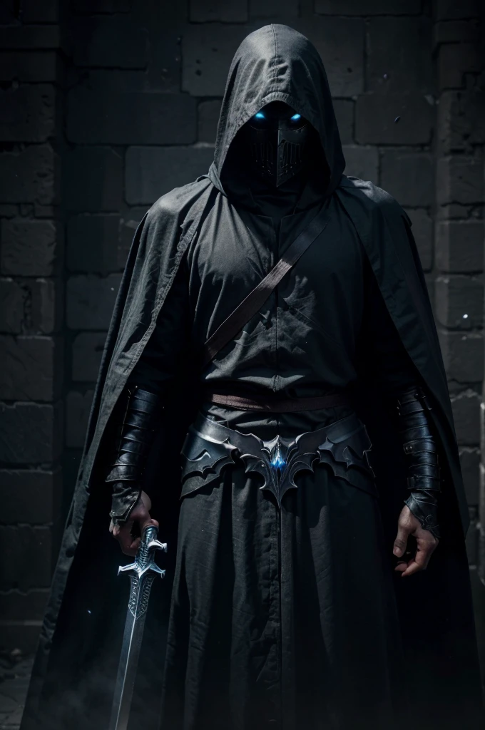 arafed image of a man with a sword and a cloak, dark hooded wraith, death knight, 4k fantasy art, dark cloaked necromancer, deathknight, 8k fantasy art, dark armor, dark warrior, king of time reaper, epic exquisite character art, 8 k hd wallpaperjpeg artifact