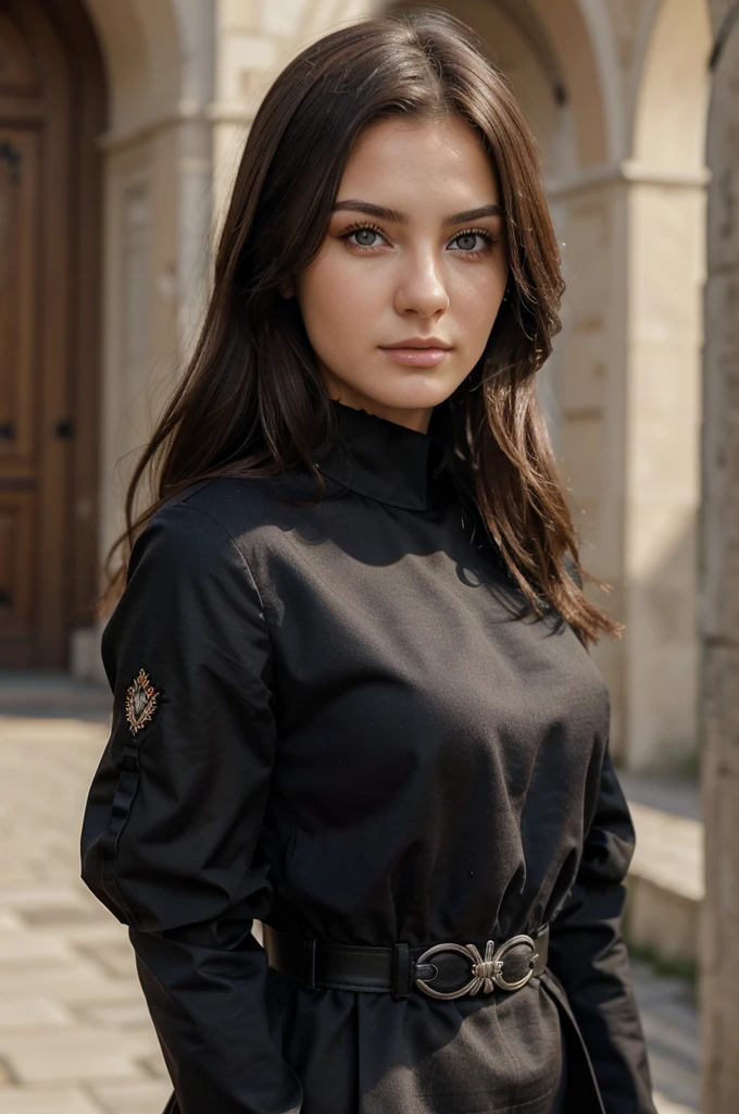 ((best quality)), ((Meisterwerk)), (Detailliert), Perfektes Gesicht, 1.1, Hochdetaillierte Gesichts- und Hautstruktur, Detaillierte Augen, brown eyes, Anastasia 24 year old russian in italy, model clothing