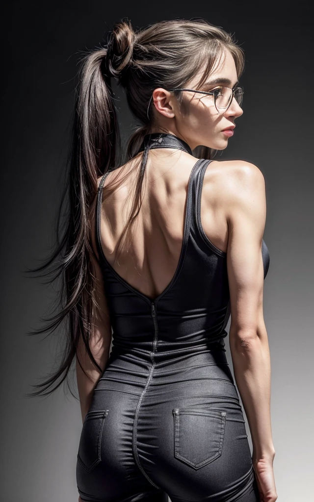 (8K, Masterpiece, RAW photo, Best quality, detail:1.3), (ultra realistic:1.4, scenary, 8K), Depth of field, Cinematic light, (ultra realistic face), (1 solo girl:1.7), (Beautiful and elegant Russian girl), ([tight miniskirt|tight leggings|tight skinny jeans|tight minidress|tight skinny minishorts], [red|white|purple]:1.5), (skinny girl with glasses), (European face:1.3), (natural abs), (full body:1.5), ([tight minitop|tight jacket]:1.4), (small necklace, collarbone:1.1), ([long hair|short hair]:1.5), (ultra detailed skin:1.4), (soft mate fabric:1.3), ([frontal pose|side profile pose|back profile pose]:1.5), (face looking at viewer:1.5), (perfect hands:1.2), (perfect anatomy:1.5), ([black hair|blonde hair]:1.4), (Side ponytail hair:1.5)