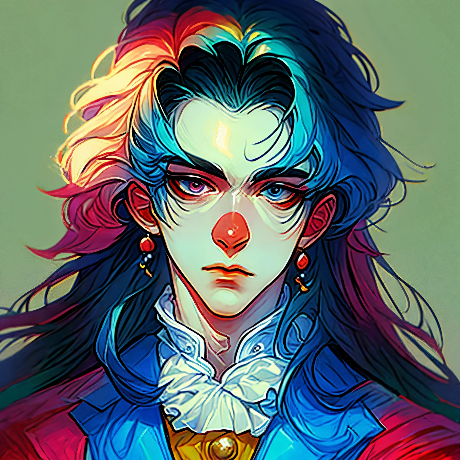 Handsome anime clown man