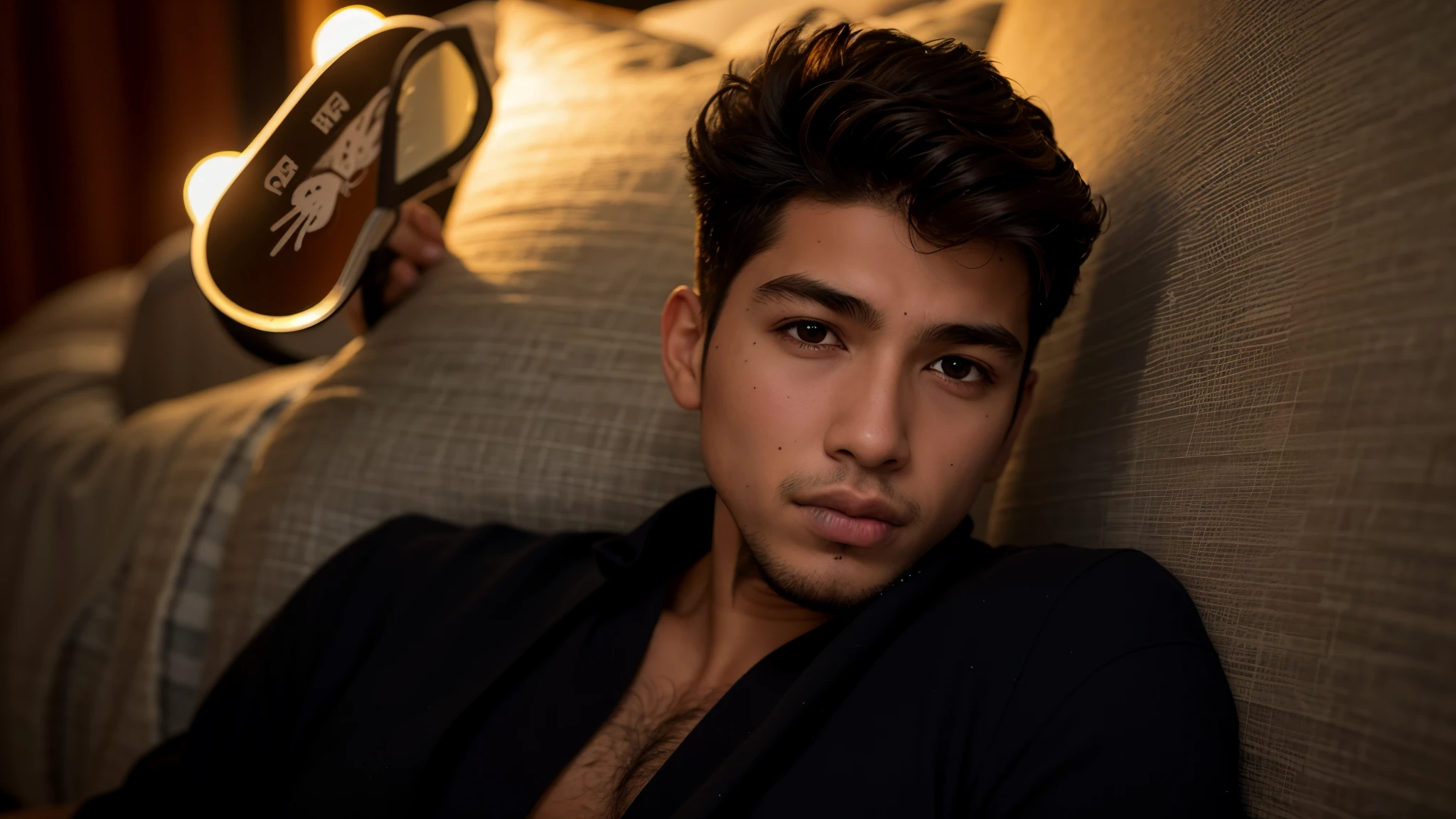 There is a man who is lying down with his hand on his chin, caio santos, Twink, 18 anos, 2 2 anos, 2 3 anos, Foto de perfil, 21 anos, Diego 5, foto de perfil, mateus 9 5, neckbeard, Alex, imagem frontal, 1 6 anos, 2 4 anos