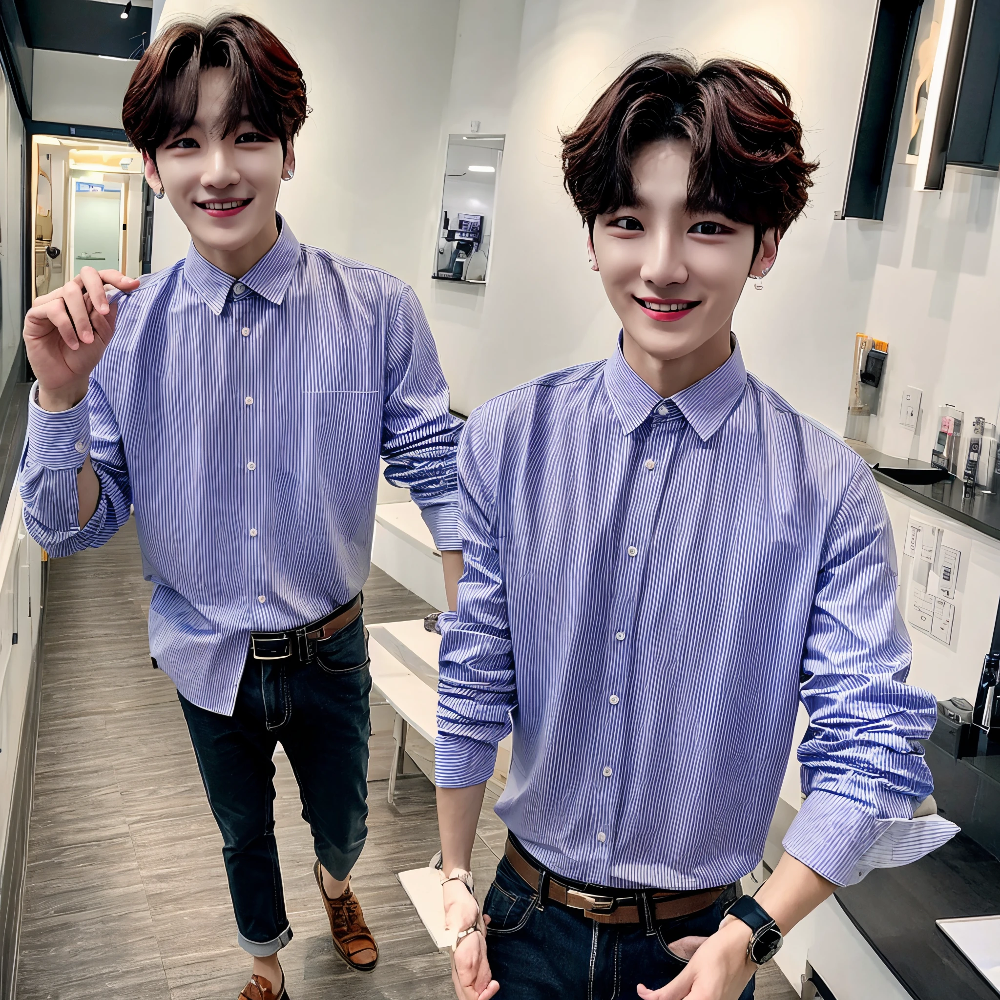 Jungkook con camisa negra desabotonada, con el cabello hacia atras, con una sonrisa de superioridad