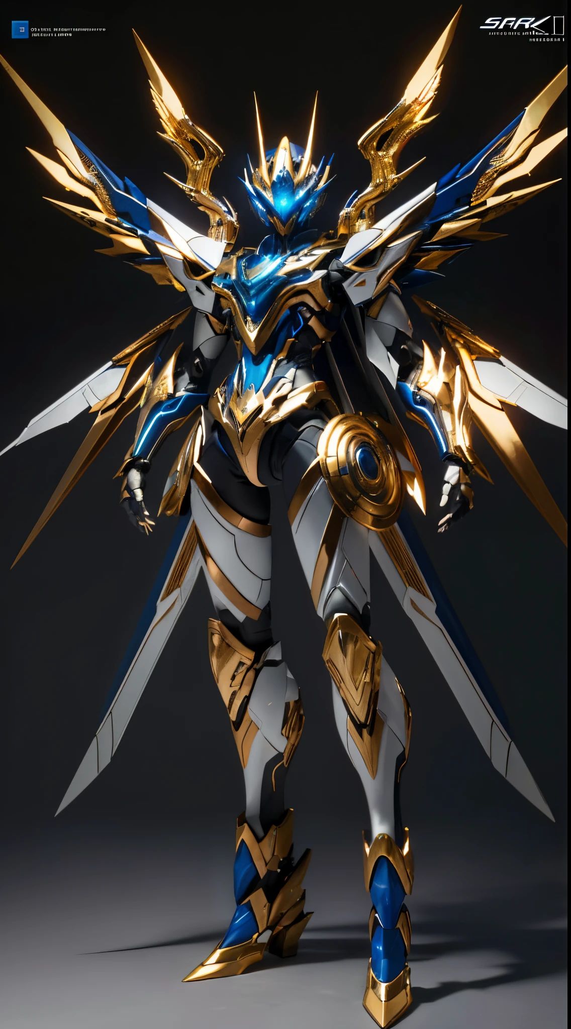 robot, top quality, high definition, ultra detail, masterpiece, 8K wallpaper, metallic color, blue eyes, absurdity, high resolution, ultra-fine illustration, absurdity, game cg, lord, sky, (black light: 1), (detailed beautiful face and eyes: 1.0), (full body feminine form: 1.5), command spell, mecha girl, mask, mechanical parts, robot joint, , full armor, (full body: 1.5), shining eyes, mecha, (flying in 3 knits, all 3 flying in the sky), watching the viewer, skinny, mechanical wing,