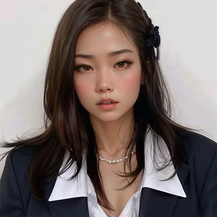 Hay una mujer con una chaqueta negra y una camisa blanca, Blackpink Jennie, Heonhwa Choe, Jaeyeon Nam, Retrato de Jossi de Blackpink, Lee Ji-eun, Lee Ji - Eun, Gongbi, Jossi de Blackpink, Taejune Kim, Kwak Ji Joven, Jinyoung Shin, Parque Roseanne de Blackpink, Parque Ji-min