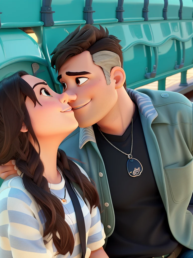 Um casal estilo Disney Pixar, alta qualidade, melhor qualidade.