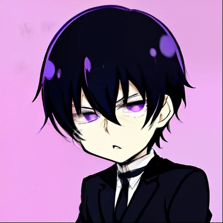 anime boy with black hair and a black uniform and a purple background, mob psycho 100, yukio - e, as an anime character, toru narita, in an anime, shinji, inspired by Junpei Satoh, style of junji ito, boy has short black hair, cel shaded anime, young anime man, in an anime style