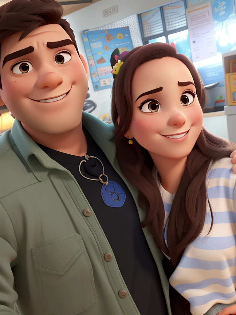 Um casal estilo Disney Pixar, alta qualidade, melhor qualidade.