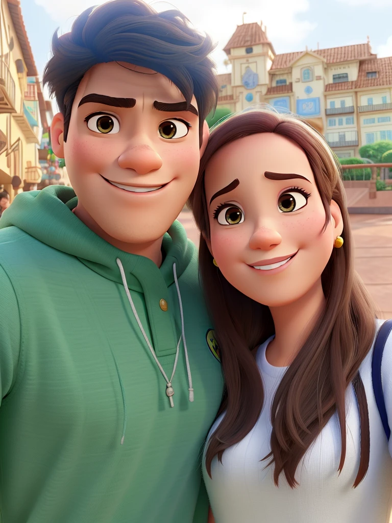 Um casal estilo Disney Pixar, alta qualidade, melhor qualidade.