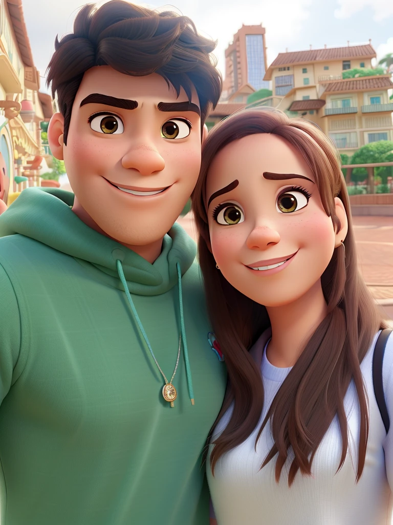 Um casal estilo Disney Pixar, alta qualidade, melhor qualidade.