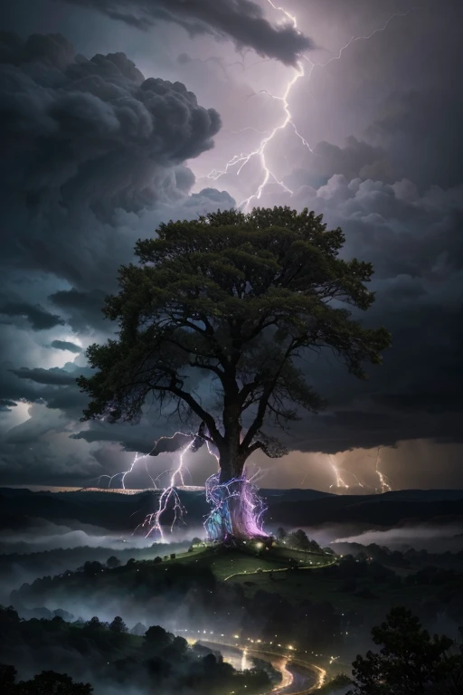 (best quality, highres, ultra-detailed), magical sheep made of thunder, magical ram made of lightning, vibrant colors, surrealistic, thunderous storm, epic proportions, mystical atmosphere, remote location, majestic landscape, ancient trees, rolling hills, sparkling rivers, dramatic lighting, enchanting glow, hidden treasures, mystic aura, magnificent horns, crackling energy, dynamic poses, regal presence, awe-inspiring sight, ethereal beauty, mystical powers, thunderous rumble, king with a regal crown, bustling village, curious townspeople, harmonious coexistence