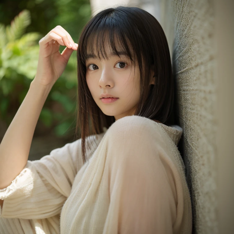 dressed, (photo realistic:1.4), (hyper realistic:1.4), (realistic:1.3),
(smoother lighting:1.05), (increase cinematic lighting quality:0.9), 32K,
1girl,20yo girl, realistic lighting, backlighting, light on face, ray trace, (brightening light:1.2), (Increase quality:1.4),
(best quality real texture skin), finely detailed eyes, finely detailed face,
(tired and sleepy and satisfied:0.0), face closeup, t-shirts,
(Increase body line mood:1.1), shiny skin